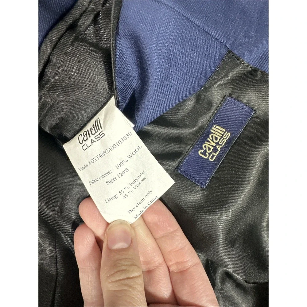 NEW Cavalli Class [ 48/42 ] Slim Fit Wool Suit‎ Jacket in Shinny Blue #U1903